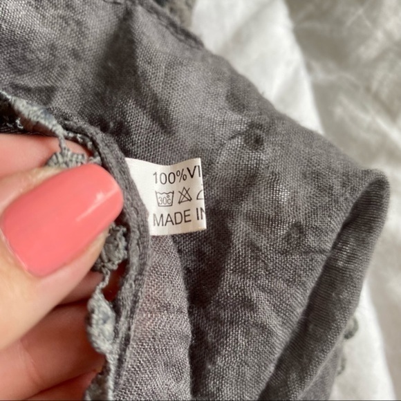 Large Gray Viscose Scarf Lace Insets - Picture 4 of 5